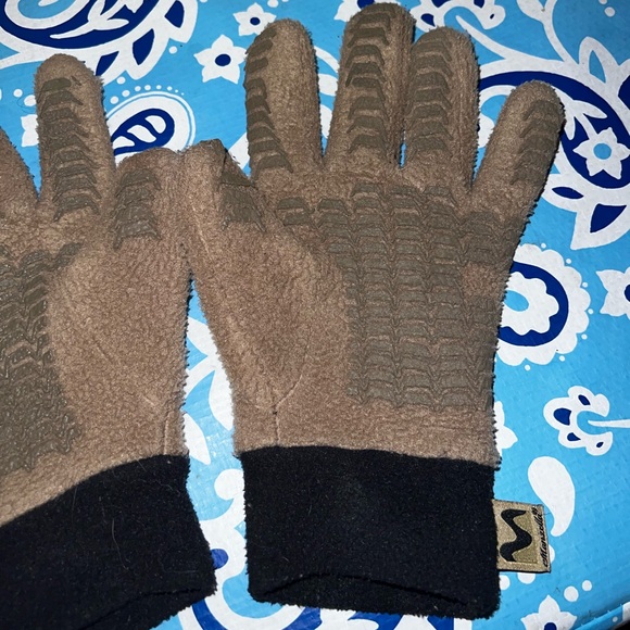 ⭐️Vintage Manzella Textured Fleece Brown Black Gloves - Picture 4 of 10